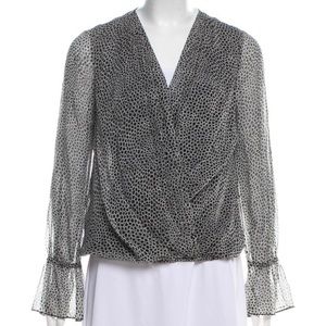 Sheer Diane vonFurstenberg patterned silk wrap blouse